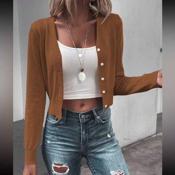 Boho open front cropped cardigan - Picture 9 of 16